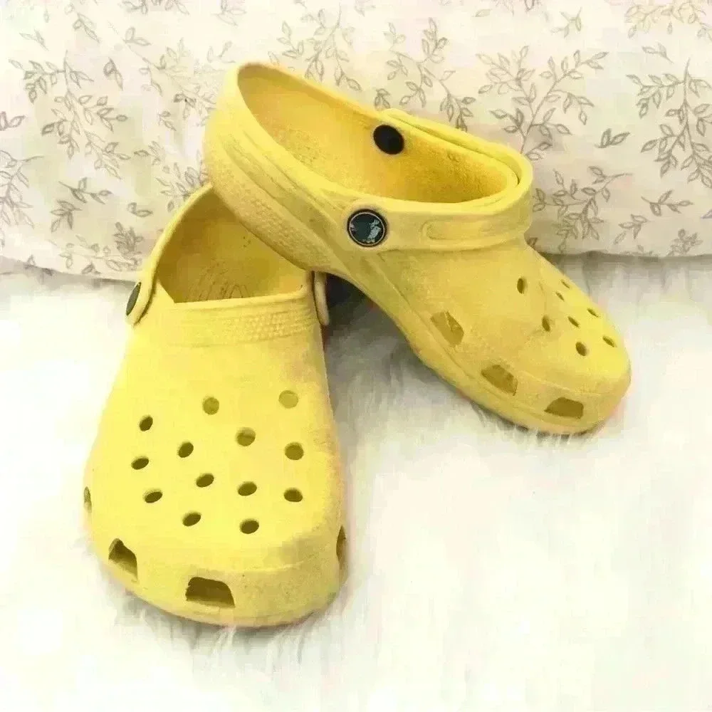 CROCS yellow basic slipons Youth 1-3